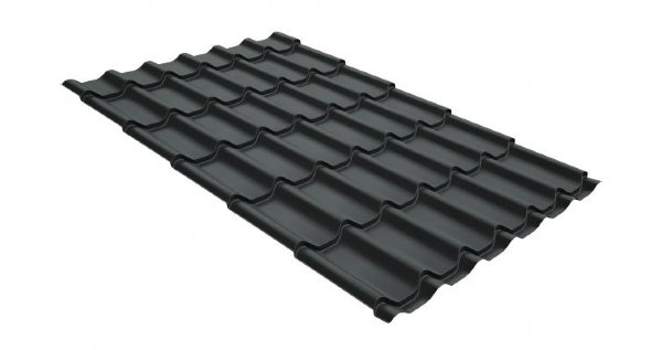 Металлочерепица классик GL 0,5 GreenCoat Pural Matt RR 23 темно-серый (RAL 7024 мокрый асфальт) купить в Жердевке