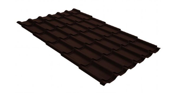 Металлочерепица классик GL 0,5 GreenCoat Pural Matt RR 887 шоколадно-коричневый (RAL 8017 шоколад) купить в Жердевке