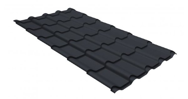 Металлочерепица камея GL 0,5 GreenCoat Pural RR 23 темно-серый (RAL 7024 мокрый асфальт) купить в Жердевке