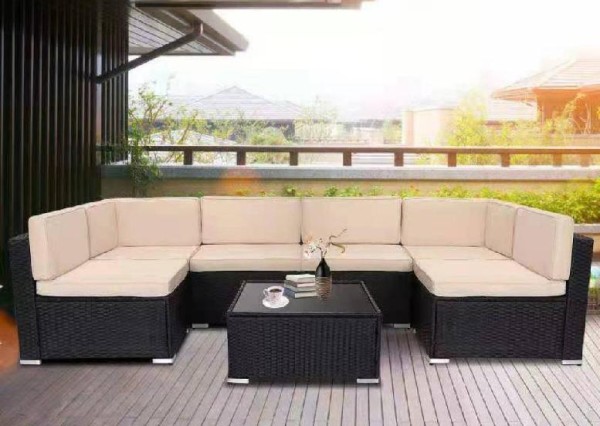 Диван-Трансформер AFINA модульный плетеный из иск. ротанга YR822_Black/Beige купить в Жердевке