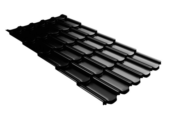 Металлочерепица квинта плюс с 3D резом 0,5 GreenСoat Pural Matt RR 33 черный (RAL 9005 черный) купить в Жердевке