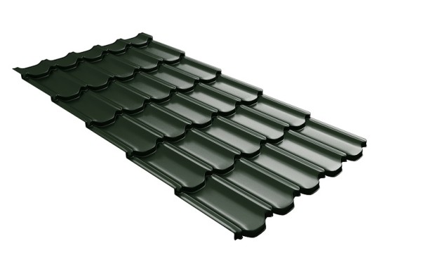 Металлочерепица квинта плюс с 3D резом 0,5 GreenСoat Pural RR 11 темно-зеленый (RAL 6020 хромовая зелень) купить в Жердевке