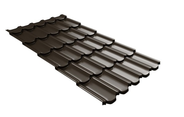 Металлочерепица квинта плюс с 3D резом 0,5 GreenСoat Pural RR 32 темно-коричневый (RAL 8019 серо-коричневый) купить в Жердевке