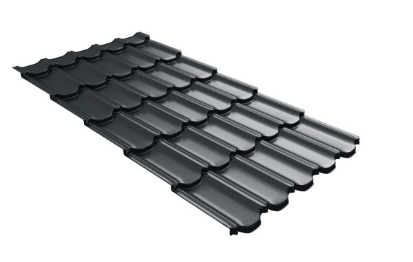 Металлочерепица квинта плюс с 3D резом 0,5 Satin RAL 7016 антрацитово-серый купить в Жердевке