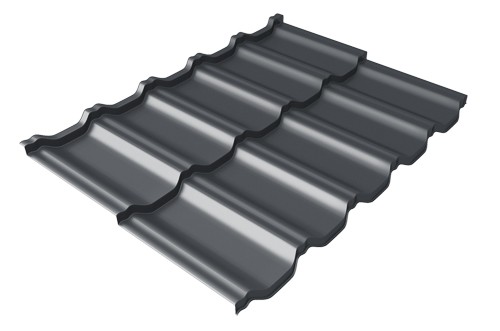 Металлочерепица модульная Квинта Uno Grand Line c 3D резом 0,5 Velur RAL 7024 мокрый асфальт купить в Жердевке