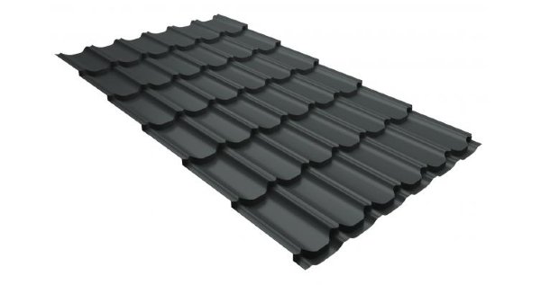 Металлочерепица квинта плюс 0,5 GreenCoat Pural RR 23 темно-серый (RAL 7024 мокрый асфальт) купить в Жердевке